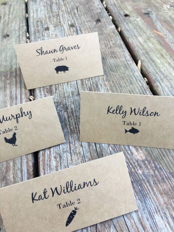 Personalized Meal Choice Place Cards / Escort Cards Place Card / Table