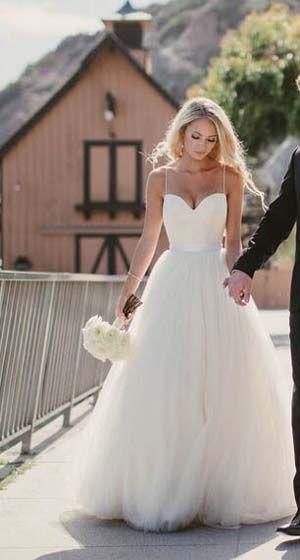 Wedding - Straps  Neck Long Wedding Dress