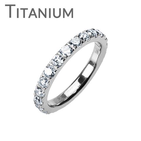 زفاف - Persuasion - Classic Design Titanium Wedding Ring with Cubic Zirconias