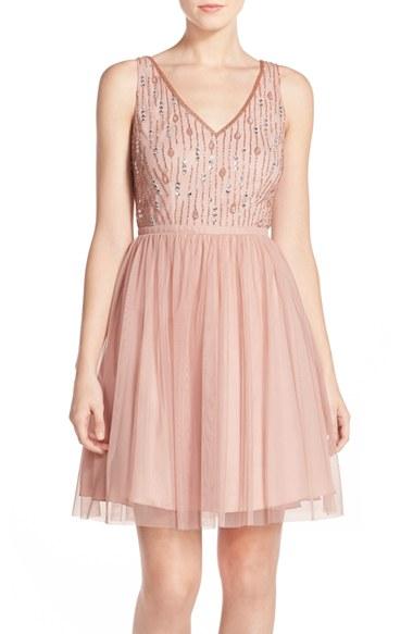 Wedding - Adrianna Papell Beaded Tulle Party Dress 