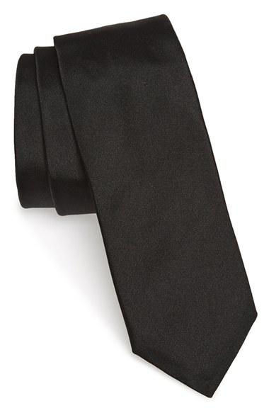 زفاف - BOSS Solid Silk Skinny Tie 