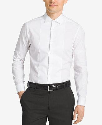 زفاف - Calvin Klein STEEL Men&#039;s Slim-Fit French Cuff Tuxedo Shirt