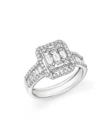 زفاف - Bloomingdale&#039;s Diamond Round and Baguette Ring in 14K White Gold, 1.30 ct. t.w.