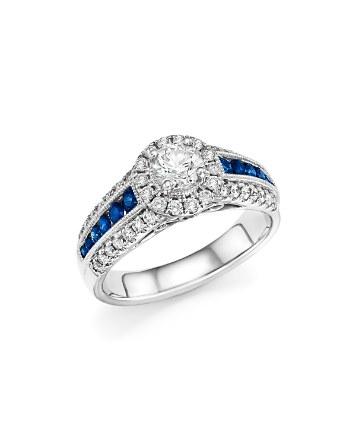 Mariage - Bloomingdale&#039;s Diamond and Sapphire Engagement Ring in 14K White Gold