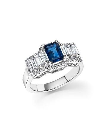 زفاف - Bloomingdale&#039;s Sapphire and Diamond Baguette Ring in 14K White Gold