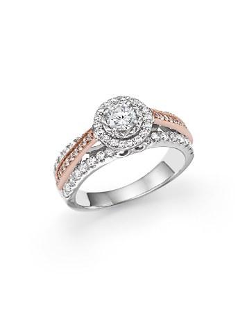 Hochzeit - Bloomingdale&#039;s Diamond Solitaire Ring with Halo in 14K White and Rose Gold, 1.0 ct. t.w.