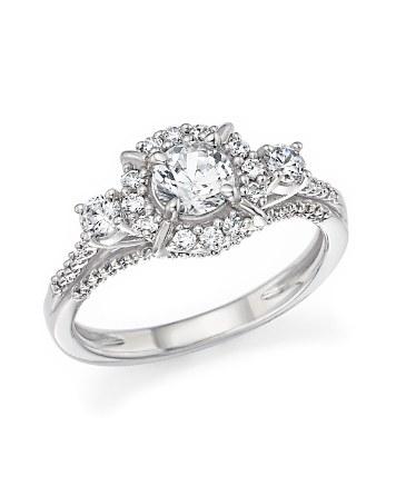 زفاف - Bloomingdale&#039;s Certified Diamond 3-Stone Engagement Ring in 14K White Gold, 1.0 ct. t.w.