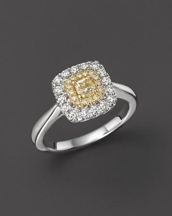 زفاف - Bloomingdale&#039;s Yellow and White Diamond Ring in 18K White and Yellow Gold