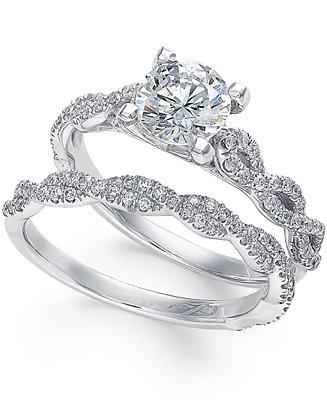 Hochzeit - X3 X3 Certified Diamond Engagement Ring Set (1-3/8 ct. t.w.) in 18k White Gold