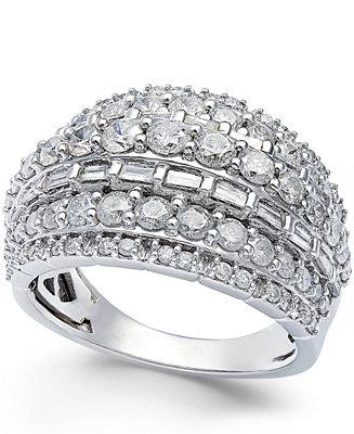 زفاف - Macy's Diamond Multi-Row Ring in Sterling Silver