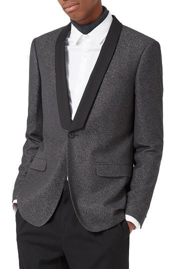 زفاف - Topman Skinny Fit Jacquard Tuxedo Jacket 
