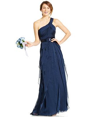 Wedding - Adrianna Papell One-Shoulder Tiered Chiffon Gown