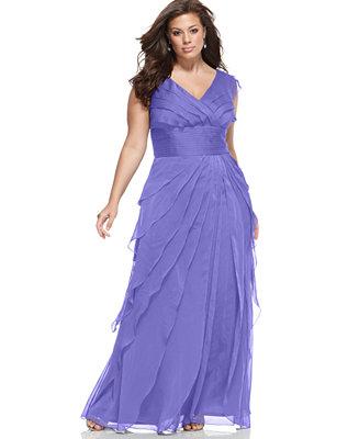 Mariage - Adrianna Papell Plus Size Tiered Empire Gown