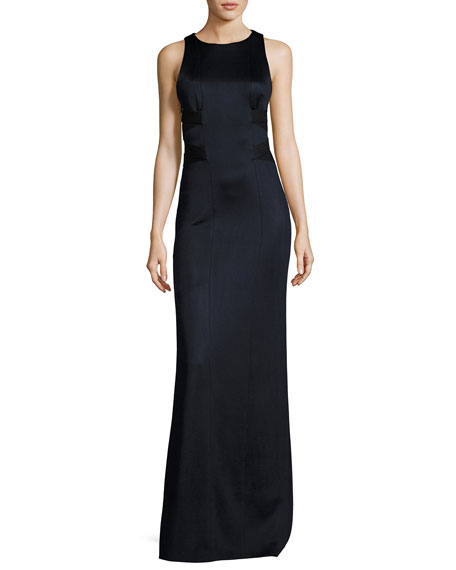 Mariage - Sleeveless Cutout-Side Jersey Gown, Black