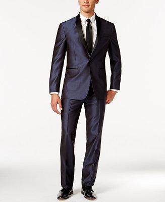 Mariage - Kenneth Cole Reaction Kenneth Cole Reaction Blue Shawl Collar Slim-Fit Tuxedo