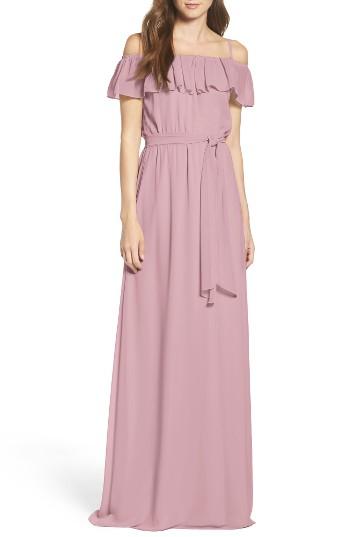 Wedding - Ceremony by Joanna August Ruffle Off the Shoulder Chiffon Gown