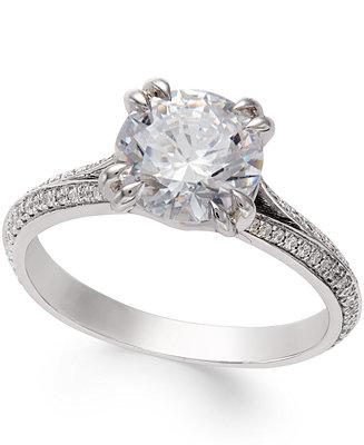 Hochzeit - Macy&#039;s Certified Diamond Engagement Ring (2-1/3 ct. t.w.) in 18k White Gold