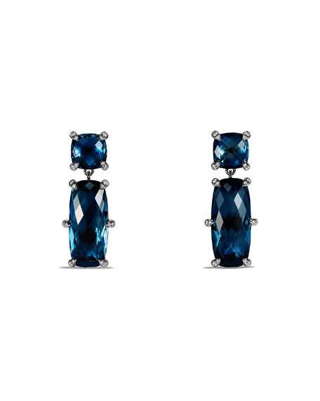 Mariage - Ch&acirc;telaine Faceted Hampton Blue Topaz Drop Earrings with Diamonds