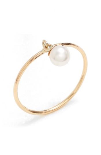 Wedding - Poppy Finch Dangling Pearl Charm Ring