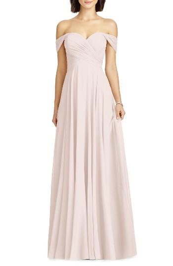 Wedding - Dessy Collection Lux Off the Shoulder Chiffon Gown