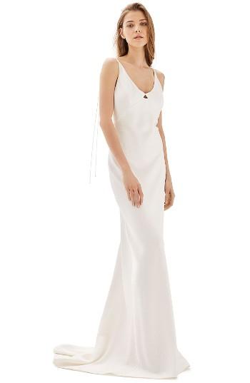 Hochzeit - Topshop Bride V-Neck Satin Sheath Gown