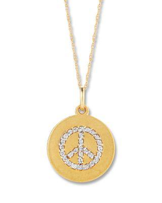 Свадьба - Bloomingdale&#039;s Diamond Peace Sign Pendant Necklace in 14K Yellow Gold, .15 ct. t.w.