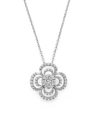 زفاف - Bloomingdale&#039;s Diamond Cluster Clover Pendant Necklace in 14K White Gold, .50 ct. t.w.&nbsp;- 100% Exclusive