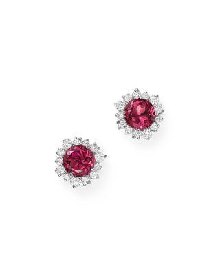 زفاف - Bloomingdale&#039;s Pink Tourmaline and Diamond Halo Stud Earrings in 14K White Gold - 100% Exclusive