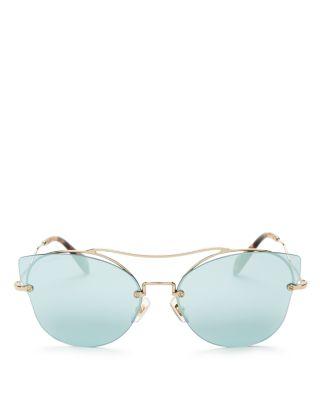 زفاف - Miu Miu Mirrored Cat Eye Sunglasses, 66mm