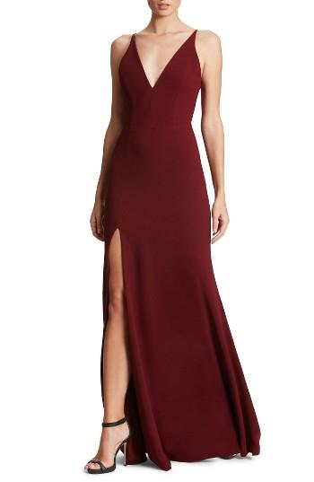 Mariage - Dress the Population Iris Slit Crepe Gown 