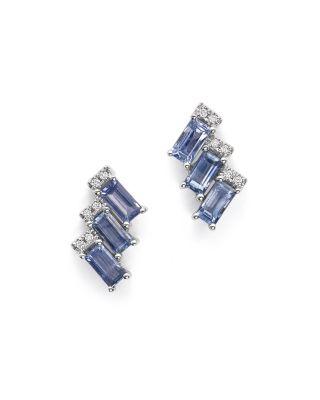 Hochzeit - Dana Rebecca Designs 14K White Gold Kristen Kylie Stud Earrings with Light Blue Sapphires and Diamonds