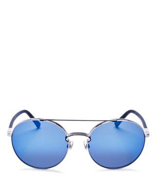 زفاف - Valentino Mirrored Round Sunglasses, 55mm