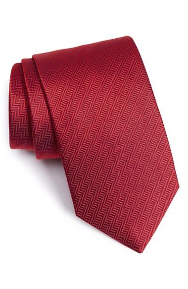 زفاف - Eton Herringbone Textured Silk Tie 