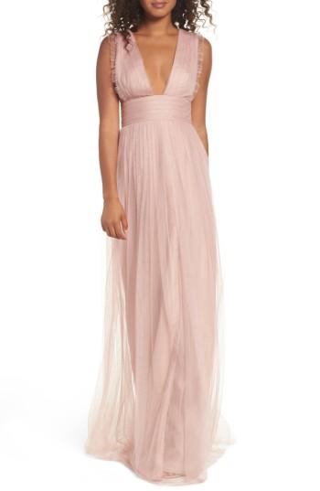 Wedding - Monique Lhuillier Bridesmaids Isla Ruffle Pleated Tulle Gown (Nordstrom Exclusive) 