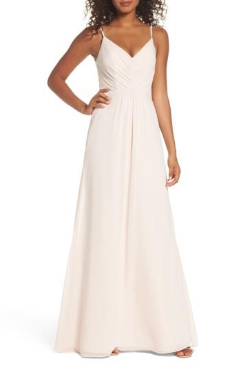 Wedding - Hayley Paige Occasions Gathered V-Neck Chiffon Gown 