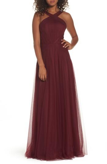 Mariage - Hayley Paige Occasions High Neck Pleated English Net Gown 