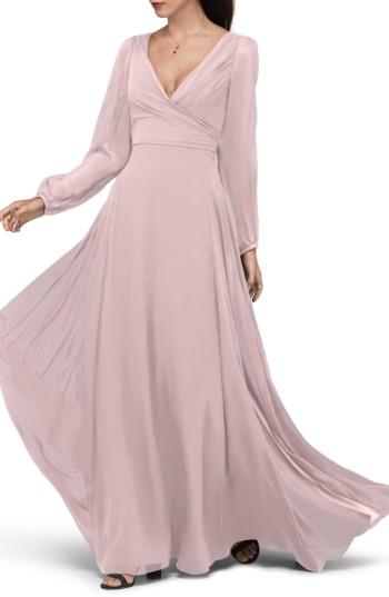 زفاف - Watters Donna Luxe Chiffon Surplice A-Line Gown 