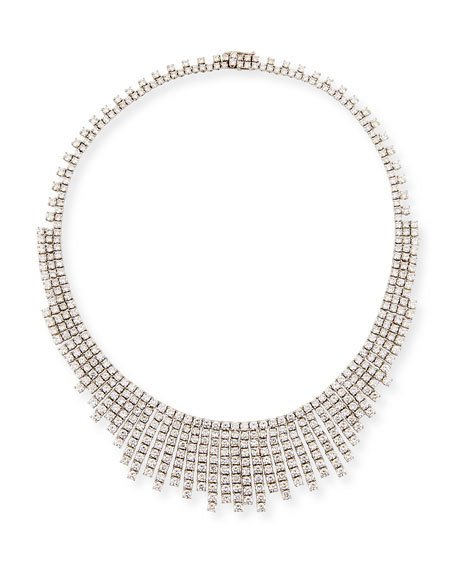 زفاف - Luminal Diamond Graduated Tassel Necklace in 18K White Gold