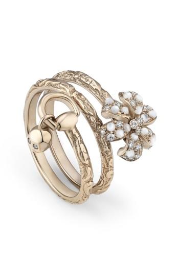 زفاف - Gucci Flora Diamond & Mother of Pearl Wrap Ring 