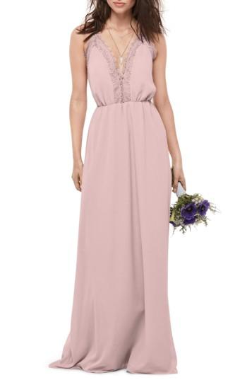 Mariage - WTOO Lace Trim Chiffon Halter Gown 