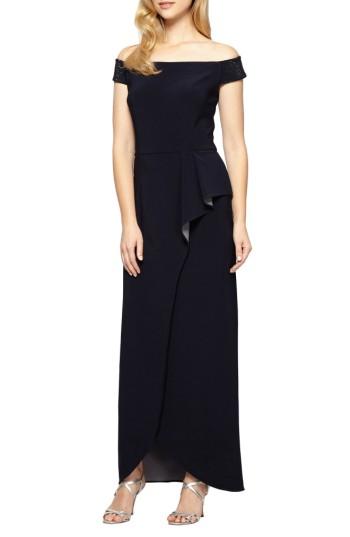 Mariage - Alex Evenings Embellished Off the Shoulder Gown 