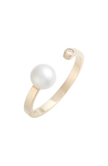 Mariage - Poppy Finch Diamond & Pearl Bypass Ring