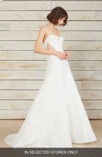 زفاف - nouvelle AMSALE Aria Side Cutout Taffeta Fit & Flare Gown 