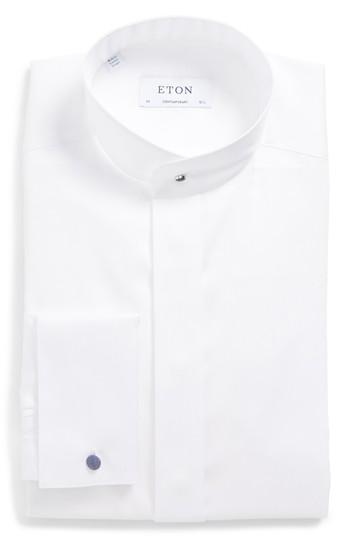 Wedding - Eton Contemporary Fit Herringbone Tuxedo Shirt 
