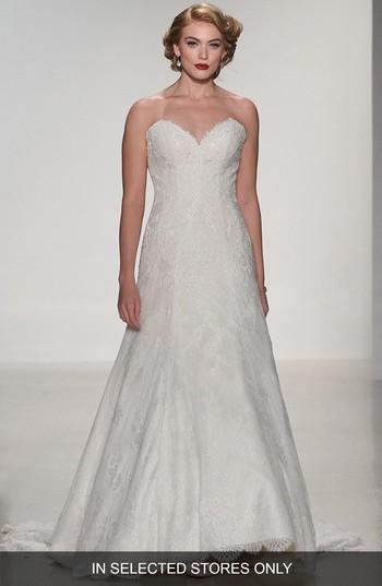 Wedding - Matthew Christopher Adaline Strapless Lace A-Line Gown 