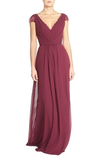 Mariage - Hayley Paige Occasions Lace & Chiffon Cap Sleeve Gown 