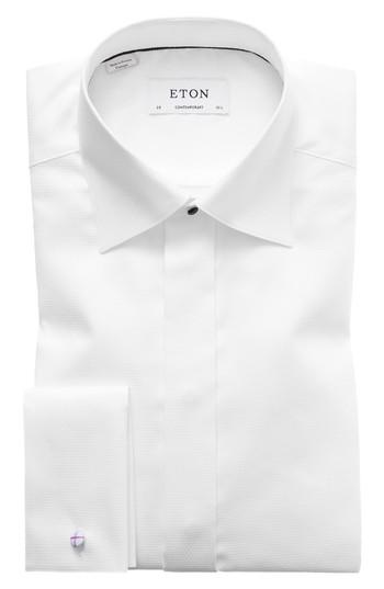زفاف - Eton Contemporary Fit Diamond Weave Tuxedo Shirt 