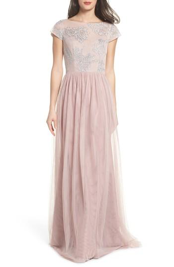 Hochzeit - Hayley Paige Occasions Embroidered Bodice Net Gown 