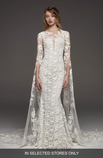Hochzeit - Altelier Pronovias Himalaya Lace Drape Sleeve Gown 
