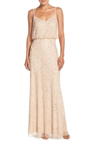 Mariage - Adrianna Papell Embellished Blouson Gown (Regular & Petite) 